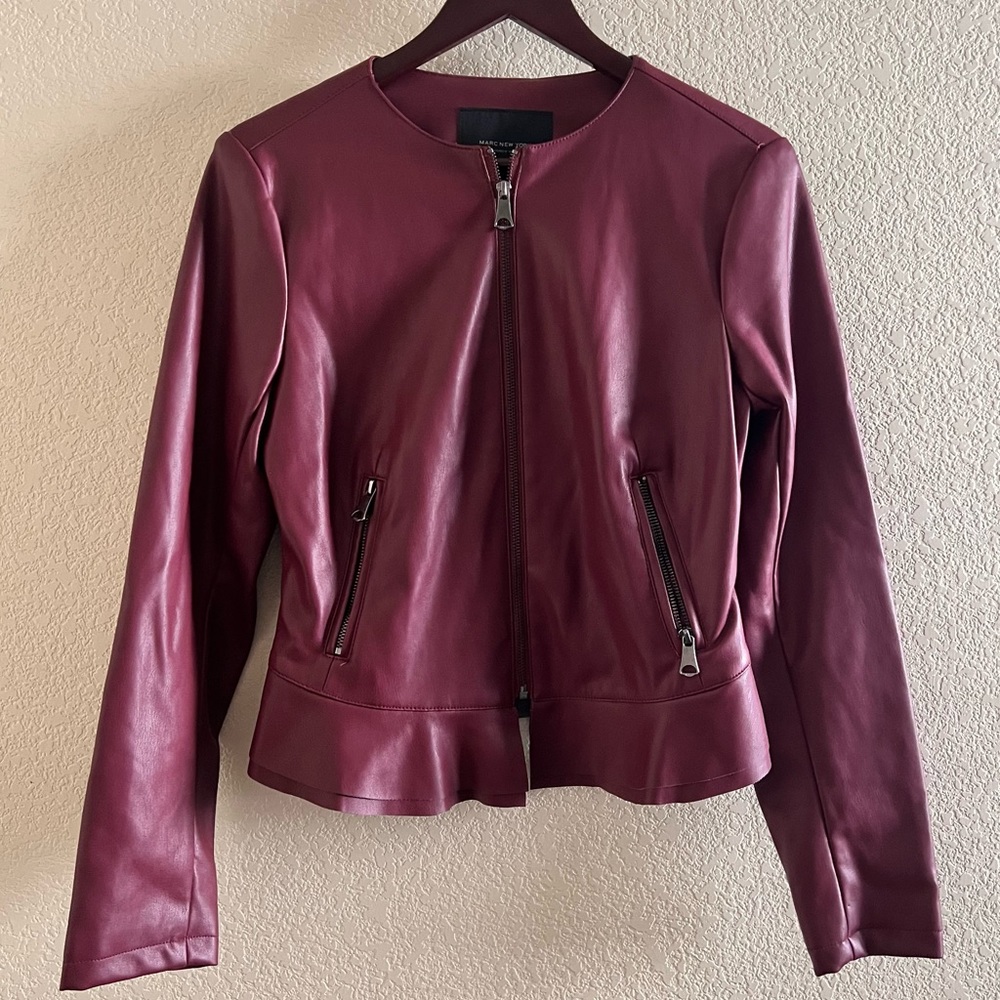 Marc New York Faux Leather Peplum Jacket Size Small